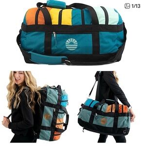 Tobiq Women’s Travel Backpack in Teal, Blue and Orange